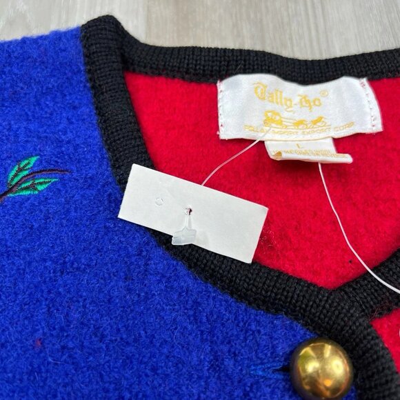 VTG Tally-ho 100% Boiled Wool Cardigan Pollak Import Nordic Size L Large NEW - Picture 8 of 14